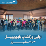 ورکشاپ برگزار شده اسیدتراپی بایوریپیل در شهر شیراز با حضور سرکا خانم هیلمن و مدرسین ام اچ درما
