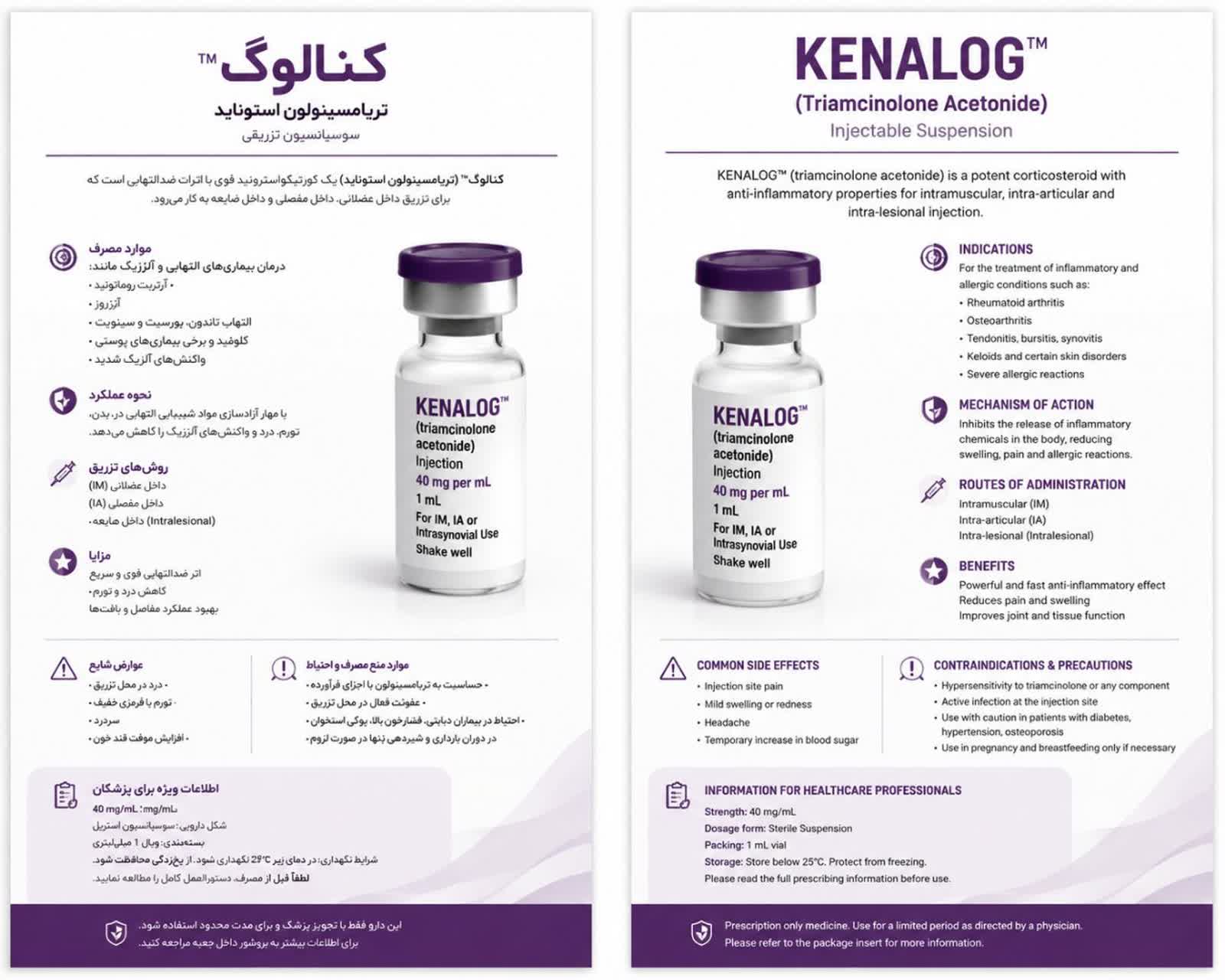آمپول تریامسینولون چیست + کاربردها موارد مصرف عوارض و روش مصرف راهنمای جامع داروی Triamcinolone